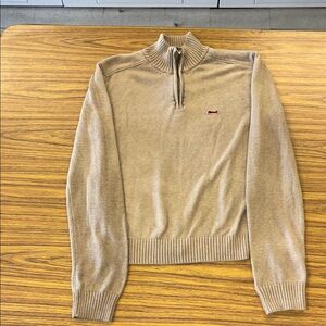 Le Tigre Tan Beige Quarter-Zip Ribbed Mock Neck Sweater Size Small